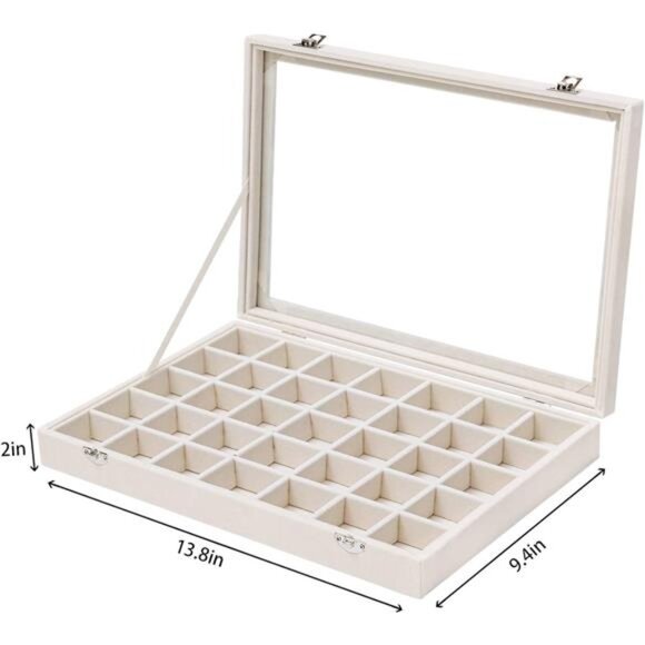 35 Grid Earring Organizer Velvet Jewelry Tray Organizer Felt Jewelry Box Tray - Picture 2 of 8